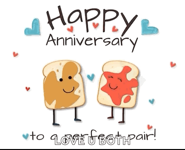 A Happy Anniversary Greeting Card With Peanut Butter And Jelly GIF