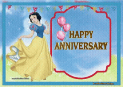 A Happy Anniversary Greeting Card With Snow White GIF