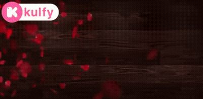 A Happy Birthday Banner With A Cake And Roses In The Background GIF
