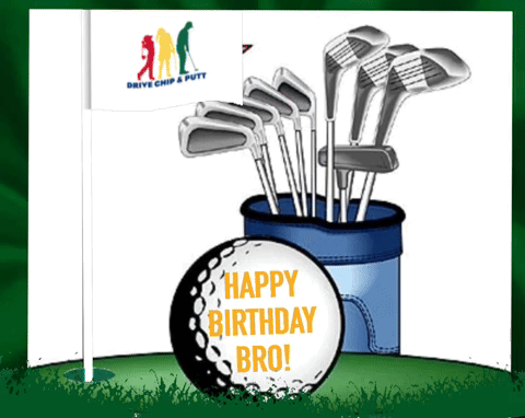 A Happy Birthday Bro Card With A Golf Ball GIF