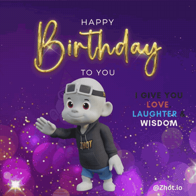 A Happy Birthday Card With A Cartoon Character On It GIF