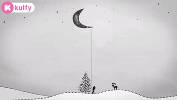 A Happy Birthday Card With A Crescent Moon And A Tree GIF