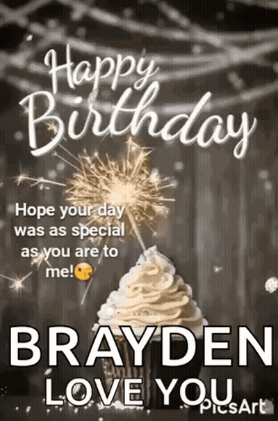 A Happy Birthday Card With A Cupcake And Sparklers And The Words `` Hope Your Day Was As Special As You Are To Me ! '' GIF