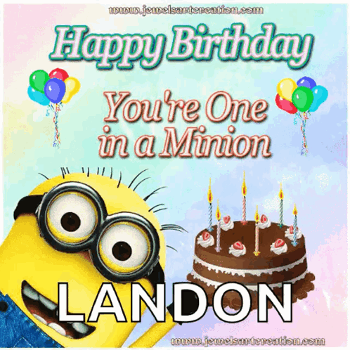 A Happy Birthday Card With A Minion And A Birthday Cake GIF
