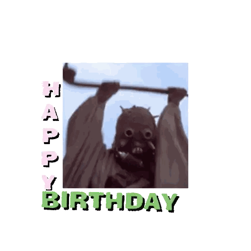 A Happy Birthday Card With A Picture Of A Monster And The Words Happy Birthday Sticker