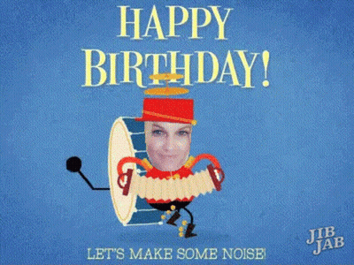 A Happy Birthday Card With A Picture Of A Woman On It GIF