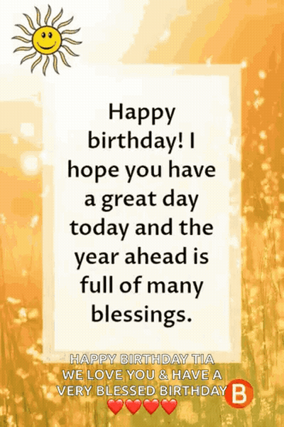 A Happy Birthday Card With A Sun On It GIF