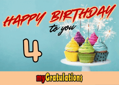 A Happy Birthday Card With Cupcakes And Sparklers GIF