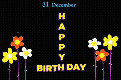 A Happy Birthday Card With Purple And White Flowers GIF