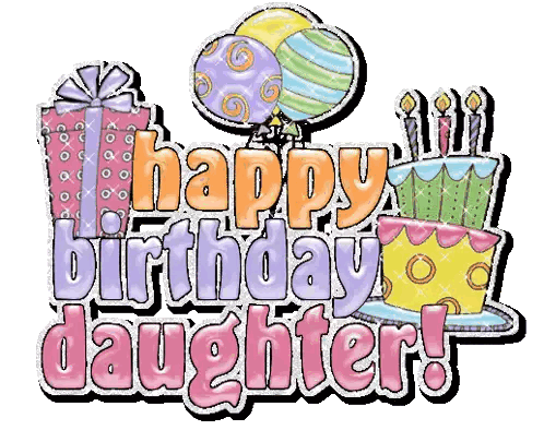 A Happy Birthday Daughter Greeting Card With Balloons And Gifts Sticker