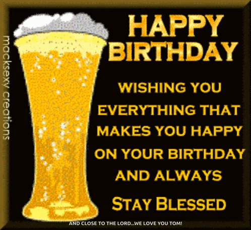A Happy Birthday Greeting Card With A Beer Glass GIF