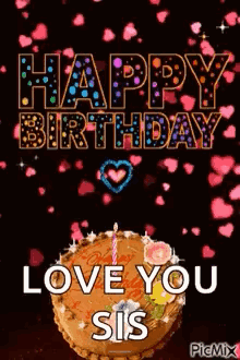 A Happy Birthday Greeting Card With A Birthday Cake And A Candle . GIF