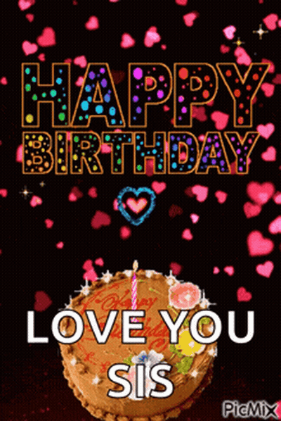 A Happy Birthday Greeting Card With A Cake And A Candle . GIF