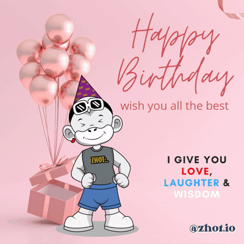 Happy Birthday Card With Cartoon Character GIF