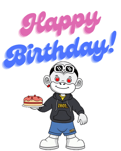 A Happy Birthday Greeting Card With A Monkey GIF