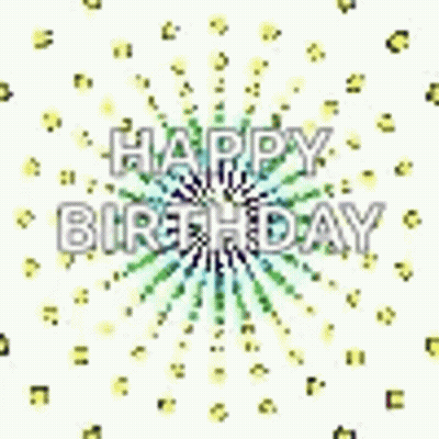 A Happy Birthday Greeting Card With A Rainbow Colored Firework Display . GIF