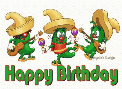 A Happy Birthday Greeting Card With Cartoon Characters Playing Musical Instruments GIF