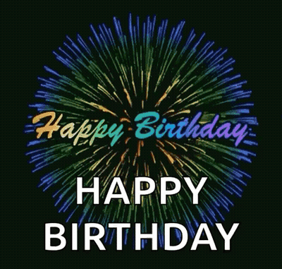 A Happy Birthday Greeting Card With Fireworks And The Words Happy Birthday GIF