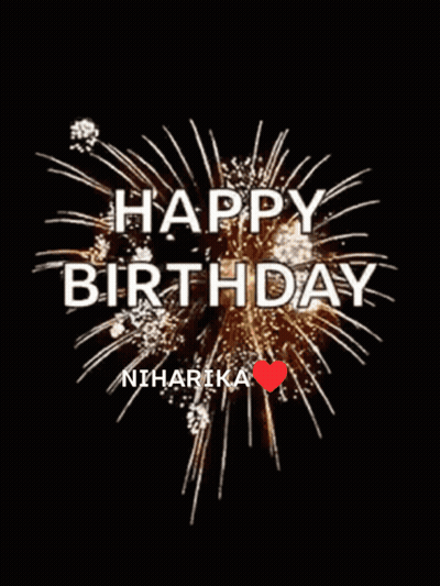 A Happy Birthday Greeting Card With Fireworks Behind It GIF