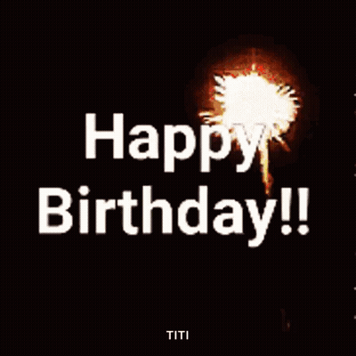 A Happy Birthday Greeting Card With Fireworks In The Background . GIF