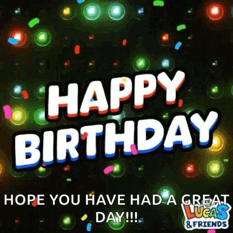 a happy birthday greeting card with lucas and friends on the bottom