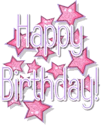 A Happy Birthday Greeting Card With Pink Stars Sticker