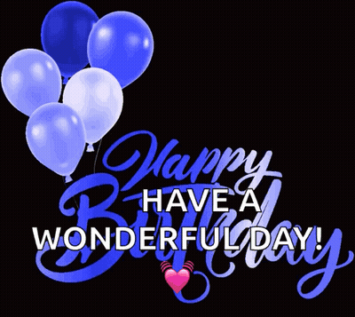 A Happy Birthday Greeting Card With Red And Pink Balloons GIF