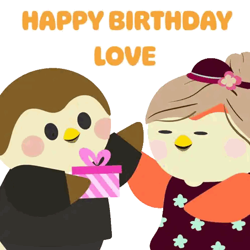 A Happy Birthday Love Greeting Card With Two Birds Sticker