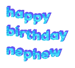A Happy Birthday Nephew Greeting Card With Blue Letters On A White Background Sticker