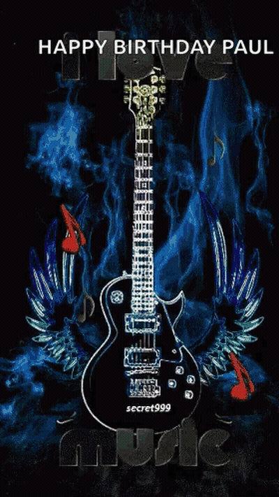 A Happy Birthday Paul Greeting With A Guitar GIF