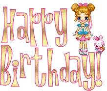 A Happy Birthday Sign With A Girl And A Rabbit Sticker