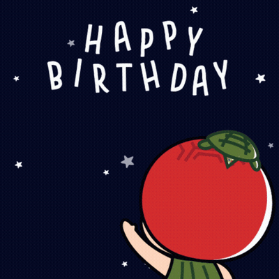 A Happy Birthday Singapore Greeting Card With Fireworks Behind A Tomato GIF