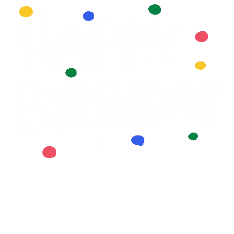A Happy Birthday Sticker With Colorful Polka Dots On A White Background . Sticker