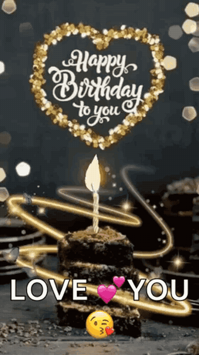 A Happy Birthday To You Greeting Card With A Cake And A Candle GIF
