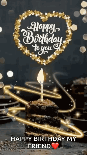 Happy Birthday Cake With Candle Card GIF