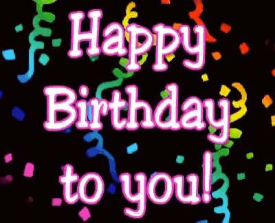 A Happy Birthday To You Greeting Card With Colorful Confetti And Ribbons GIF