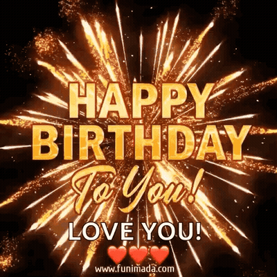 A Happy Birthday To You Greeting Card With Fireworks In The Background . GIF