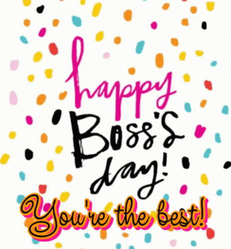 A Happy Boss 'S Day Card With Colorful Confetti GIF