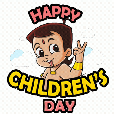 A Happy Children 'S Day Greeting Card With A Cartoon Character GIF