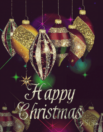 A Happy Christmas Greeting Card With Christmas Decorations GIF