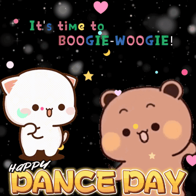 Happy Dance Card With Cat And Bear GIF
