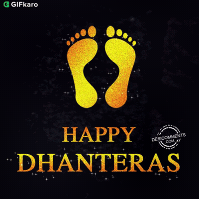A Happy Dhanteras Greeting Card With A Footprint On It GIF