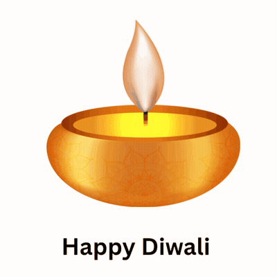 A Happy Diwali Greeting Card With A Candle In A Bowl GIF