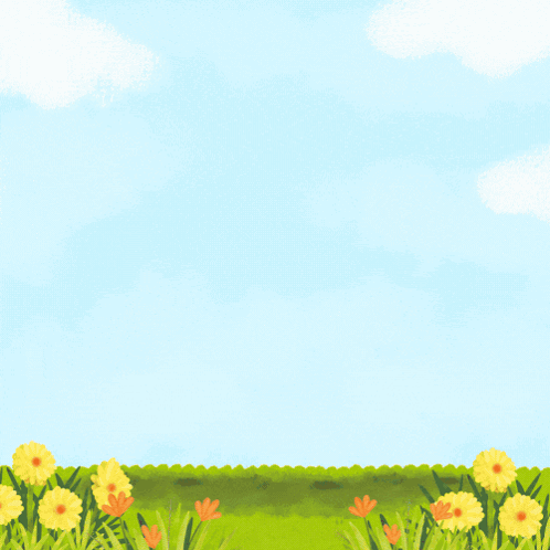 A Happy Easter Greeting Card With Bunny Rabbits And Eggs GIF