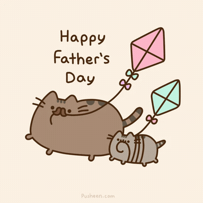 A Happy Father 'S Day Greeting Card With A Cat Flying A Kite GIF