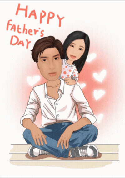 A Happy Father 'S Day Greeting Card With A Man And A Girl GIF