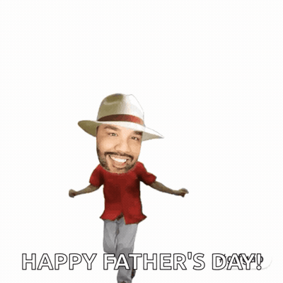 A Happy Father 'S Day Greeting Card With A Man In A Hat Dancing GIF