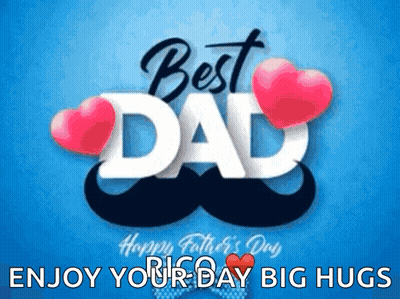 A Happy Father 'S Day Greeting Card With A Mustache And Hearts . GIF