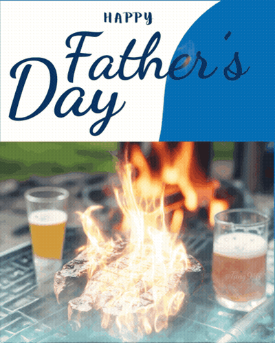 A Happy Father 'S Day Greeting Card With A Picture Of A Fire GIF