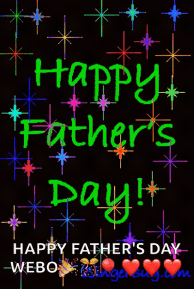 A Happy Father 'S Day Greeting Card With Colorful Stars And Hearts GIF